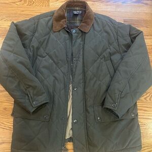 Nautica Men's Quilted Field Jacket - Dark Green and Brown